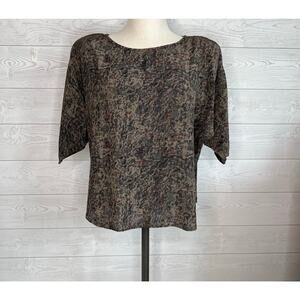 Unbranded gray/brown casual dolman sleeve top Size large